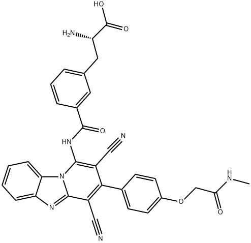 L-Phenylalanine, 3-[[[2,4-dicyano-3-[4-[2-(methylamino)-2-oxoethoxy]phenyl]pyrido[1,2-a]benzimidazol-1-yl]amino]carbonyl]-, 1941174-13-5, 结构式