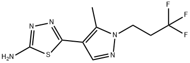 5-[5-methyl-1-(3,3,3-trifluoropropyl)-1H-pyrazol-4-yl]-1,3,4-thiadiazol-2-amine 结构式