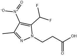 3-[5-(difluoromethyl)-3-methyl-4-nitro-1H-pyrazol-1-yl]propanoic acid 化学構造式