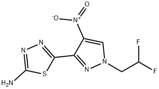5-[1-(2,2-difluoroethyl)-4-nitro-1H-pyrazol-3-yl]-1,3,4-thiadiazol-2-amine Structure