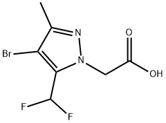 4-bromo-5-(difluoromethyl)-3-methyl-1H-pyrazol-1-yl]acetic acid Struktur