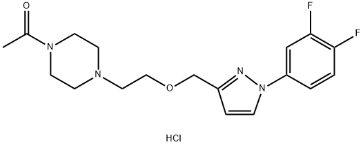 1-[4-(2-{[1-(3,4-ジフルオロフェニル)ピラゾール-3-イル]メトキシ}エチル)ピペラジン-1-イル]エタノン 化学構造式