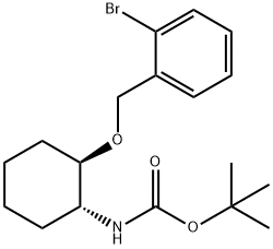 Carbamic acid, N-[(1R,2R)-2-[(2-bromophenyl)methoxy]cyclohexyl]-, 1,1-dimethylethyl ester 化学構造式
