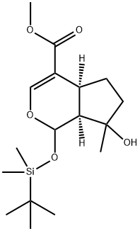 Cyclopenta[c]pyran-4-carboxylic acid, 1-[[(1,1-dimethylethyl)dimethylsilyl]oxy]-1,4a,5,6,7,7a-hexahydro-7-hydroxy-7-methyl-, methyl ester, (4aS,7aS)- Structure