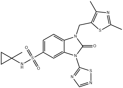 1H-Benzimidazole-5-sulfonamide, 1-[(2,4-dimethyl-5-thiazolyl)methyl]-2,3-dihydro-N-(1-methylcyclopropyl)-2-oxo-3-(1,2,4-thiadiazol-5-yl)-|