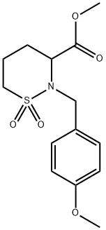 2H-1,2-Thiazine-3-carboxylic acid, tetrahydro-2-[(4-methoxyphenyl)methyl]-, methyl ester, 1,1-dioxide Struktur