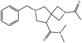 2,6-Diazaspiro[3.4]octane-8-carboxamide, 2-acetyl-N,N-dimethyl-6-(phenylmethyl)- 化学構造式