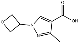 1H-Pyrazole-4-carboxylic acid, 3-methyl-1-(3-oxetanyl)- Struktur
