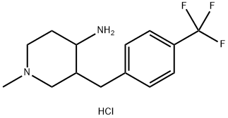 1-Methyl-3-(4-(trifluoromethyl)benzyl)piperidin-4-amine hydrochloride 化学構造式