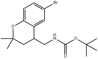 Carbamic acid, N-[(6-bromo-3,4-dihydro-2,2-dimethyl-2H-1-benzopyran-4-yl)methyl]-, 1,1-dimethylethyl ester Structure