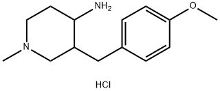 3-(4-Methoxybenzyl)-1-methylpiperidin-4-amine hydrochloride 结构式