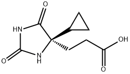 4-Imidazolidinepropanoic acid, 4-cyclopropyl-2,5-dioxo-, (4R)- 化学構造式