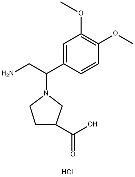 1-(2-氨基-1-(3,4-二甲氧基苯基)乙基)吡咯烷-3-羧酸盐酸盐,1958063-13-2,结构式