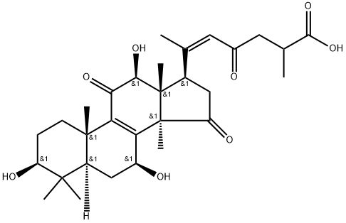 (3β,7β,12β,20Z )- 3,7,12- trihydroxy-11,15,23-trioxo-lanost-8,20-dien-26-oic acid Structure