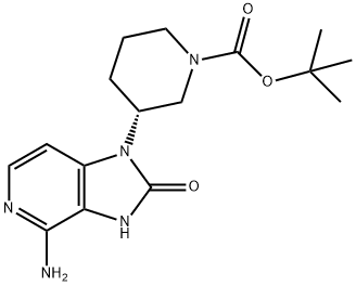 1-Piperidinecarboxylic acid, 3-(4-amino-2,3-dihydro-2-oxo-1H-imidazo[4,5-c]pyridin-1-yl)-, 1,1-dimethylethyl ester, (3R)- 化学構造式
