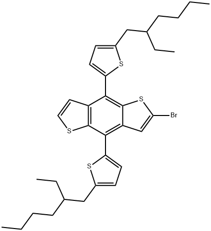 Benzo[1,2-b:4,5-b']dithiophene, 2-bromo-4,8-bis[5-(2-ethylhexyl)-2-thienyl]- 化学構造式