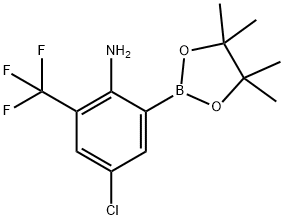 Benzenamine, 4-chloro-2-(4,4,5,5-tetramethyl-1,3,2-dioxaborolan-2-yl)-6-(trifluoromethyl)- 化学構造式