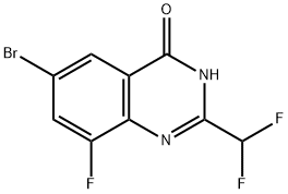 6-Bromo-2-(difluoromethyl)-8-fluoroquinazolin-4(3H)-one 化学構造式