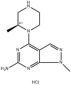 (S)-1-Methyl-4-(2-methylpiperazin-1-yl)-1H-pyrazolo[3,4-d]pyrimidin-6-amine hydrochloride Structure