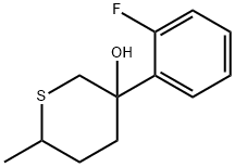 2H-Thiopyran-3-ol, 3-(2-fluorophenyl)tetrahydro-6-methyl- Structure