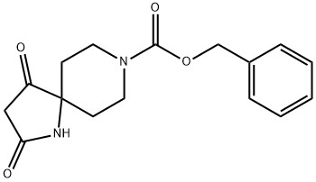 1,8-Diazaspiro[4.5]decane-8-carboxylic acid, 2,4-dioxo-, phenylmethyl ester 化学構造式