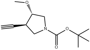 RAC-TERT-BUTYL (3R,4S)-3-ETHYNYL-4-METHOXYPYRROLIDINE-1-CARBOXYLATE, TRANS 结构式