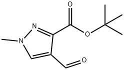 1H-Pyrazole-3-carboxylic acid, 4-formyl-1-methyl-, 1,1-dimethylethyl ester 化学構造式