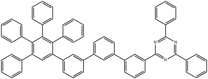 1,3,5-Triazine, 2,4-diphenyl-6-(4',5',6'-triphenyl[1,1':2',1'':3'',1''':3''',1''''-quinquephenyl]-3''''-yl)- Struktur