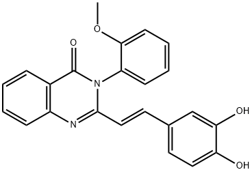 4(3H)-Quinazolinone, 2-[(1E)-2-(3,4-dihydroxyphenyl)ethenyl]-3-(2-methoxyphenyl)- Struktur