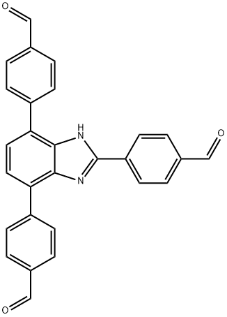 Benzaldehyde, 4-[2,4-bis(4-formylphenyl)-1H-benzimidazol-7-yl]- Structure