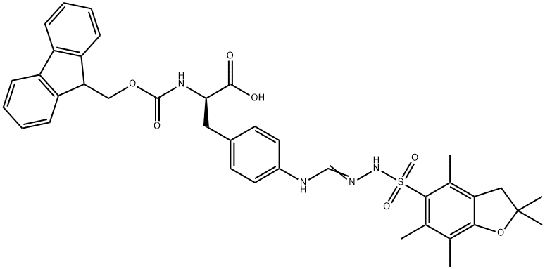 FMoc-D-(4,( Pbf)-guanido)Phe-OH Struktur