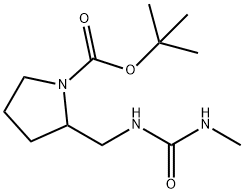 1-Pyrrolidinecarboxylic acid, 2-[[[(methylamino)carbonyl]amino]methyl]-, 1,1-dimethylethyl ester Struktur