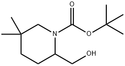 1-Piperidinecarboxylic acid, 2-(hydroxymethyl)-5,5-dimethyl-, 1,1-dimethylethyl ester Struktur