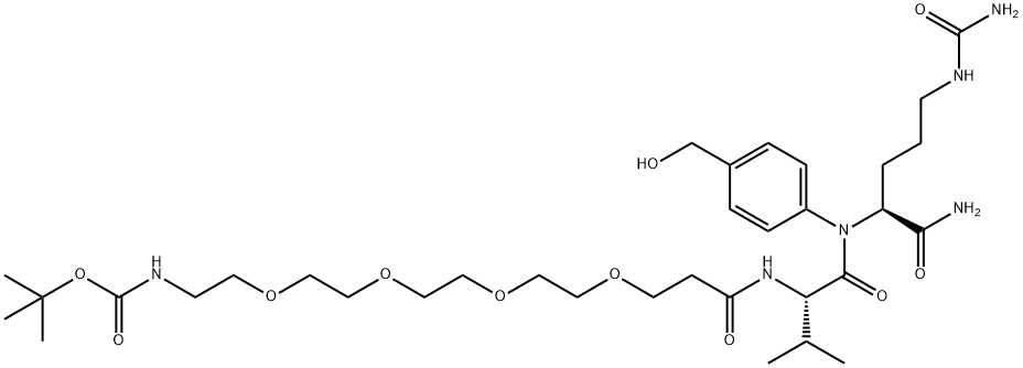 L-Ornithinamide, N-(19,19-dimethyl-1,17-dioxo-4,7,10,13,18-pentaoxa-16-azaeicos-1-yl)-L-valyl-N5-(aminocarbonyl)-N-[4-(hydroxymethyl)phenyl]- Structure