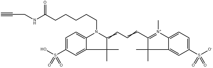 3H-Indolium, 2-[3-[1,3-dihydro-3,3-dimethyl-1-[6-oxo-6-(2-propyn-1-ylamino)hexyl]-5-sulfo-2H-indol-2-ylidene]-1-propen-1-yl]-1,3,3-trimethyl-5-sulfo-, inner salt Structure