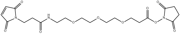 4,7,10-Trioxa-13-azahexadecanoic acid, 16-(2,5-dihydro-2,5-dioxo-1H-pyrrol-1-yl)-14-oxo-, 2,5-dioxo-1-pyrrolidinyl ester, 2055353-77-8, 结构式