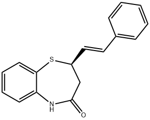 1,5-Benzothiazepin-4(5H)-one, 2,3-dihydro-2-[(1E)-2-phenylethenyl]-, (2R)- Structure