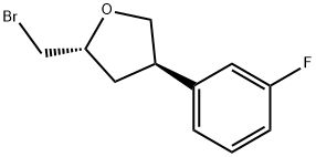 Furan, 2-(bromomethyl)-4-(3-fluorophenyl)tetrahydro-, (2R,4R)- Structure