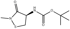 tert-butyl N-[(4R)-2-methyl-3-oxo-1,2-thiazolidin-4-yl]carbamate 化学構造式