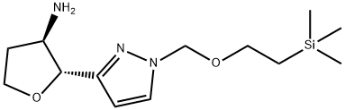 3-Furanamine, tetrahydro-2-[1-[[2-(trimethylsilyl)ethoxy]methyl]-1H-pyrazol-3-yl]-, (2R,3R)- Struktur