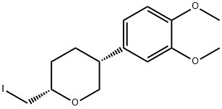 2H-Pyran, 5-(3,4-dimethoxyphenyl)tetrahydro-2-(iodomethyl)-, (2S,5R)- Struktur