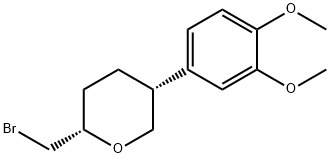 2H-Pyran, 2-(bromomethyl)-5-(3,4-dimethoxyphenyl)tetrahydro-, (2S,5R)- 化学構造式