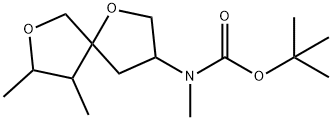 Carbamic acid, N-(8,9-dimethyl-1,7-dioxaspiro[4.4]non-3-yl)-N-methyl-, 1,1-dimethylethyl ester 化学構造式
