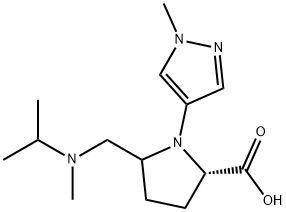 Proline, 5-[[methyl(1-methylethyl)amino]methyl]-1-(1-methyl-1H-pyrazol-4-yl)- 化学構造式