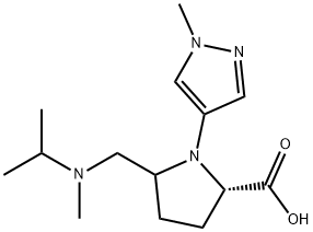 5-((异丙基(甲基)氨基)甲基)-1-(1-甲基-1H-吡唑-4-基)吡咯烷-2-甲酸, 2059926-83-7, 结构式