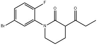 2-Piperidinone, 1-(5-bromo-2-fluorophenyl)-3-(1-oxopropyl)- 化学構造式