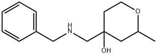 2H-Pyran-4-ol, tetrahydro-2-methyl-4-[[(phenylmethyl)amino]methyl]- Struktur