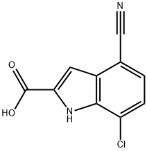 1H-Indole-2-carboxylic acid, 7-chloro-4-cyano- 化学構造式