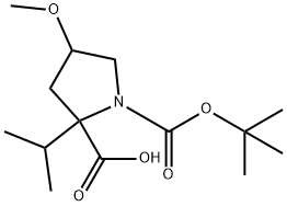1,2-Pyrrolidinedicarboxylic acid, 4-methoxy-2-(1-methylethyl)-, 1-(1,1-dimethylethyl) ester Structure
