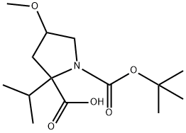 1-(叔丁氧基羰基)-2-异丙基-4-甲氧基吡咯烷-2-羧酸 结构式